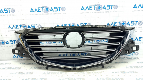Mazda CX-9 16-20 radiator grille without emblem, with chrome inserts, under the podium, dent, sand