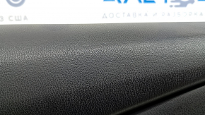 Mazda CX-9 16-19 front left door panel, black leather with beige leather insert, leather armrest, gray molding, with handle, BOSE, dents, scratches