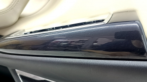 Mazda CX-9 16-19 front left door panel, black leather with beige leather insert, leather armrest, gray molding, with handle, BOSE, dents, scratches