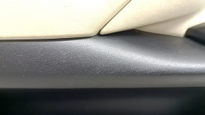 Mazda CX-9 16-19 front left door panel, black leather with beige leather insert, leather armrest, gray molding, with handle, BOSE, dents, scratches