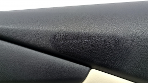 Mazda CX-9 16-19 front right door panel, black leather with beige leather insert, leather armrest, gray molding, with handle, BOSE, scratches