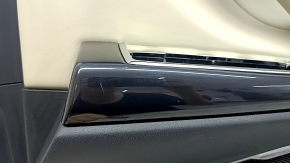 Mazda CX-9 16-19 front right door panel, black leather with beige leather insert, leather armrest, gray molding, with handle, BOSE, scratches