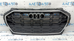 Audi Q5 80A 21-24 black gloss radiator grille assembly, chrome emblem and molding, S-Line, with frame, quattro emblem, illuminated emblem, scratches, emblem peeled off