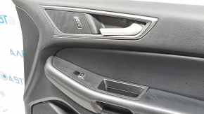 Door trim panel, front right, Ford Edge 19-24, black, SE, black leather insert, black leather armrest, with power window control and center lock button, with a buzzer, with a handle