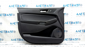 Black front left door panel for Ford Edge 19-24, SE, black leather insert, black leather armrest, power window control and center lock button, with handle, cleanable