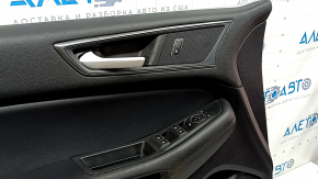 Black front left door panel for Ford Edge 19-24, SE, black leather insert, black leather armrest, power window control and center lock button, with handle, cleanable