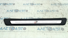 Audi Q5 80A 18-24 black front right outer door sill trim with chrome and backlight, S-Line, scratches, cut wire