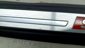Audi Q5 80A 18-24 black front right outer door sill trim with chrome and backlight, S-Line, scratches, cut wire