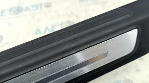 Audi Q5 80A 18-24 black front right outer door sill trim with chrome and backlight, S-Line, scratches, cut wire