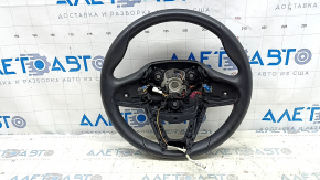 The steering wheel is bare, BMW 3 G20 19-24, black leather, with heated paddle shifters, scratches, tears.