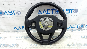The steering wheel is bare, BMW 3 G20 19-24, black leather, with heated paddle shifters, scratches, tears.