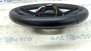 The steering wheel is bare, BMW 3 G20 19-24, black leather, with heated paddle shifters, scratches, tears.
