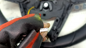 The steering wheel is bare, BMW 3 G20 19-24, black leather, with heated paddle shifters, scratches, tears.