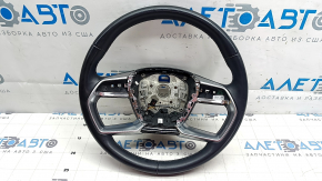The steering wheel is bare, Audi E-Tron 19-23, dark gray leather, heated, without buttons and paddles, scratches