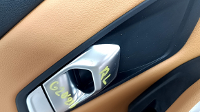 Door trim, rear left, BMW 3 G20 21-25, black, brown COGNAC leather without stitching, with handle and chrome trim, armrest and insert, brown COGNAC leather, with backlight, corrosion, scratch