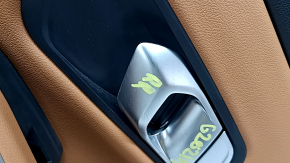 Door trim, rear right card, BMW 3 G20 21-25, black, brown COGNAC leather without stitching, with handle and chrome trim, armrest and insert, brown COGNAC leather, with backlight, corrosion, scratches