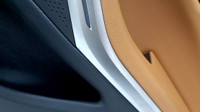 Door trim, rear right card, BMW 3 G20 21-25, black, brown COGNAC leather without stitching, with handle and chrome trim, armrest and insert, brown COGNAC leather, with backlight, corrosion, scratches
