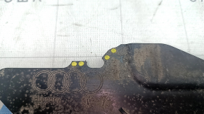 Front left underbody protection for Audi E-Tron 19-23, cracks, tears, broken fasteners, bent