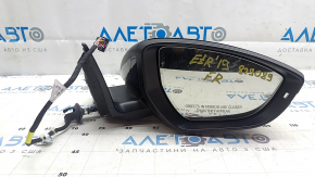 Right side mirror assembly for Audi E-Tron 19-23, 13 pins, heated, auto-dimming, BSM with chrome molding, black, no plug, scratches, crack, broken frame, sand