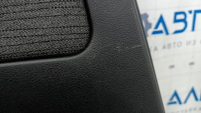 Door trim panel rear left Nissan Rogue 21-23 US built black without curtain with gray insert cloth, armrest leather, brown top, with handle, scratches, whitened plastic