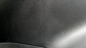 Door trim panel rear left Nissan Rogue 21-23 US built black without curtain with gray insert cloth, armrest leather, brown top, with handle, scratches, whitened plastic