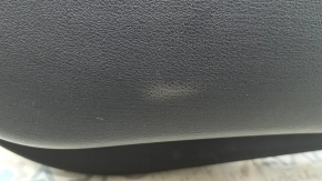 Door trim panel rear left Nissan Rogue 21-23 US built black without curtain with gray insert cloth, armrest leather, brown top, with handle, scratches, whitened plastic