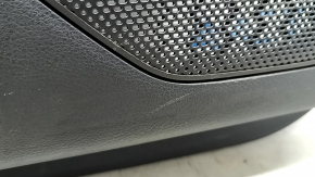 Front left door panel for Nissan Rogue 21-23 US built, black with gray insert, leather armrest, brown top, with handle, scuffs, scratches