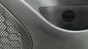 Front right door panel for Nissan Rogue 21-23 US built, black with gray cloth insert, leather armrest, brown top, with handle, scuffs, scratches