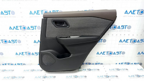Door trim panel rear right Nissan Rogue 21-23 US built black without curtain with gray insert cloth, armrest leather, brown top, with handle