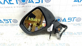 Left side mirror assembly for Nissan Rogue 21-23 BSM, US built, 7-pin, with turn signal, heated, black