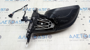 Right side mirror assembly for Audi E-Tron 19-23, 13 pins, heated, auto-dimming, BSM with chrome molding, black, no plug, scratches, crack, broken frame, sand