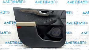 Door trim panel front left Ford Escape MK4 20-22 black, wood molding, beige leather armrest, Bang & Olufsen, with handle, worn