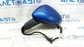 Left side mirror assembly for Porsche Macan 15-24, 15+2 pins, turn signal, heated, backlit, BSM, blue