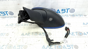Left side mirror assembly for Porsche Macan 15-24, 15+2 pins, turn signal, heated, backlit, BSM, blue