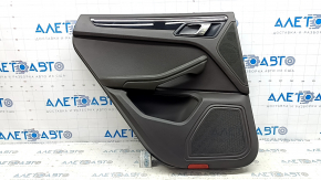 Door trim, rear left, Porsche Macan 15-18, gray achatgrau leather, without lighting and curtains, glossy black insert, with handle, scratches