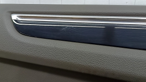 Door trim, rear left, Porsche Macan 15-18, gray achatgrau leather, without lighting and curtains, glossy black insert, with handle, scratches