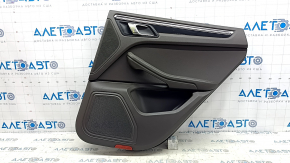 Door trim, rear right card, Porsche Macan 15-18, gray achatgrau leather, without lighting and curtains, insert, black gloss, with handle, scratches