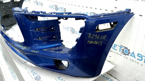 Front bumper, bare, Porsche Macan 15-18, with parking sensors, blue, non-factory holes, dents