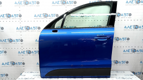 Front left door assembly for a Porsche Macan 15-18 keyless, blue M5J, dents, worn molding, dents on the molding