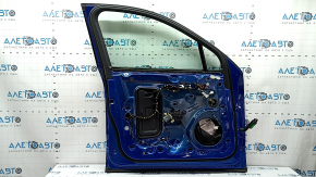 Front left door assembly for a Porsche Macan 15-18 keyless, blue M5J, dents, worn molding, dents on the molding