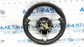 Naked steering wheel Porsche Macan 15-24, gray achatgrau leather, heated, without pads and buttons, scratches, worn