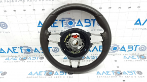 Naked steering wheel Porsche Macan 15-24, gray achatgrau leather, heated, without pads and buttons, scratches, worn