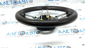 Naked steering wheel Porsche Macan 15-24, gray achatgrau leather, heated, without pads and buttons, scratches, worn