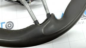Naked steering wheel Porsche Macan 15-24, gray achatgrau leather, heated, without pads and buttons, scratches, worn