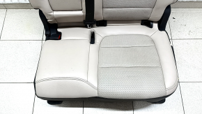 Rear seat, 2nd row, left, Ford Escape MK4 2020-2022, without airbag, leather, beige with black, perforated, with armrest and belt, cracked lining