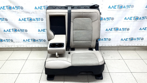 Rear seat, 2nd row, left, Ford Escape MK4 2020-2022, without airbag, leather, beige with black, perforated, with armrest and belt, cracked lining