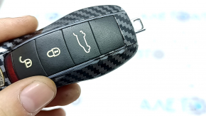 Porsche Macan 15-22 key, 4 buttons, carbon fiber, paint peeling, bumps
