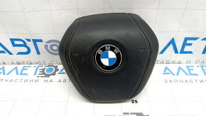 Steering wheel airbag for the driver's side of a BMW X5 G05 19-24, black leather, dents, scratches