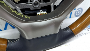 Steering wheel assembly for Lexus ES300h ES350 13-16 pre-restyling, black leather, light wood, heated, with buttons and cruise control, worn, scratches