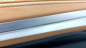 Door trim, front left, BMW X5 G05 19-23, black/brown COGNAC leather, gray insert, brown COGNAC leather armrest, with handle and overlays, scratches, dents